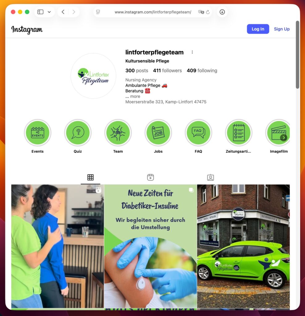 Social Media Pflegedienst